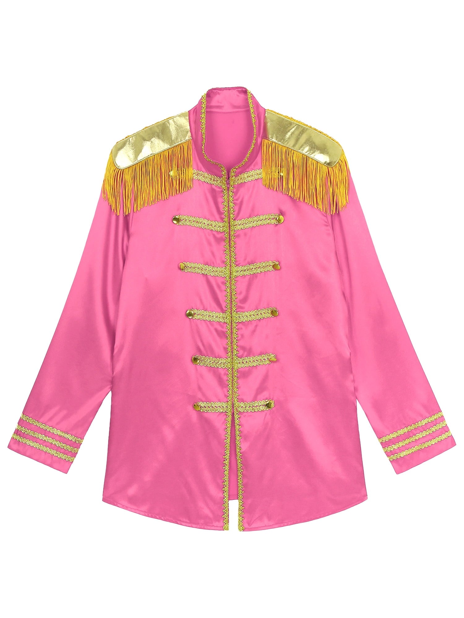 Eandarui Men's Halloween SGT Sergeant Pepper Costume Jacket Fancy Dress Hippie Music Star 1960s Shirt Red S