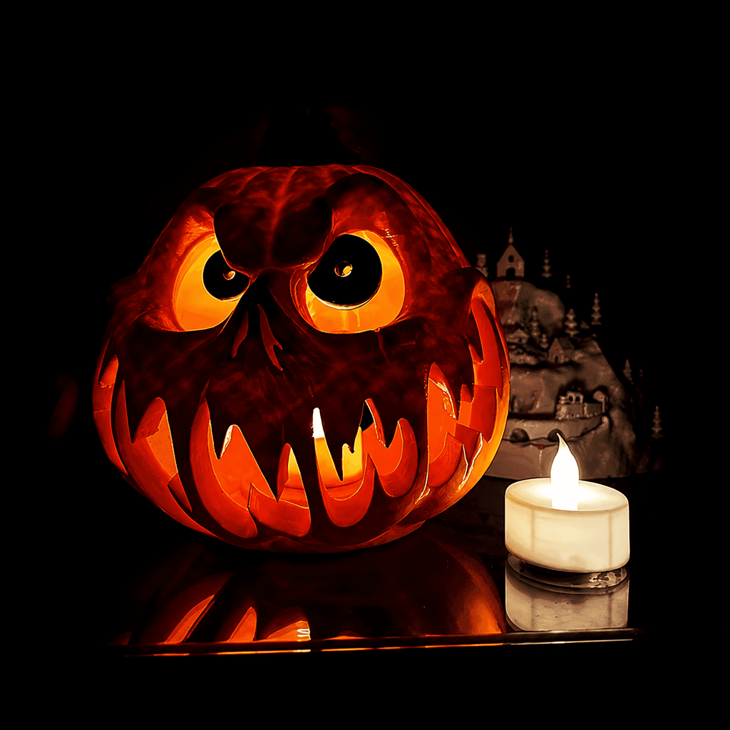 Halloween Pumpkin Decorations, Giant Skull Face Jack O Lantern with Hollow Eyes, 3D Hollow Pumpkin Decor for Indoor Outdoor Haunted House, Yard, Home and Halloween Party