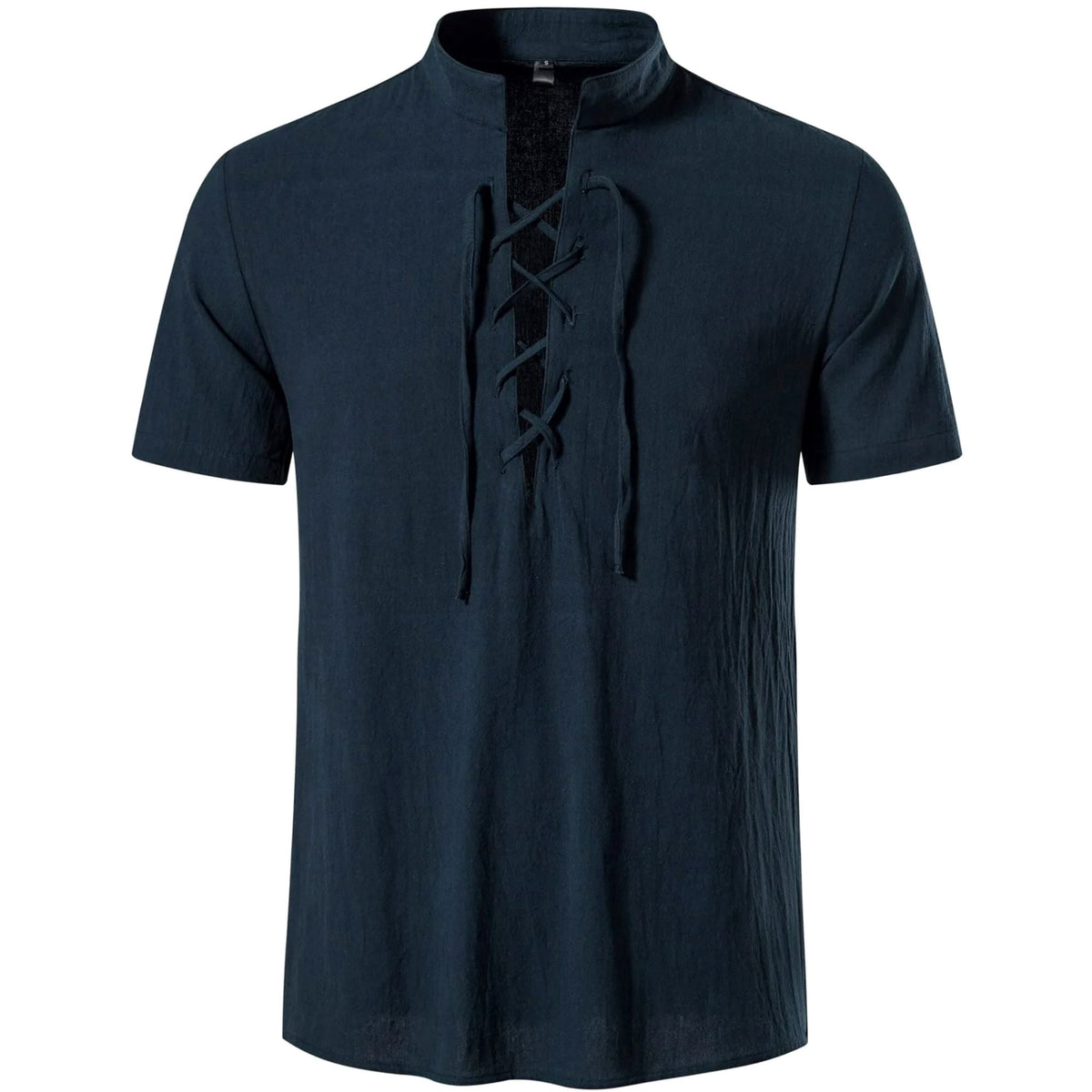 HAOMEILI Men's Short Sleeve Shirts Retro Style Lace up for Medieval,Viking,Hippie Halloween Cosplay Pirate Renaissance Costume