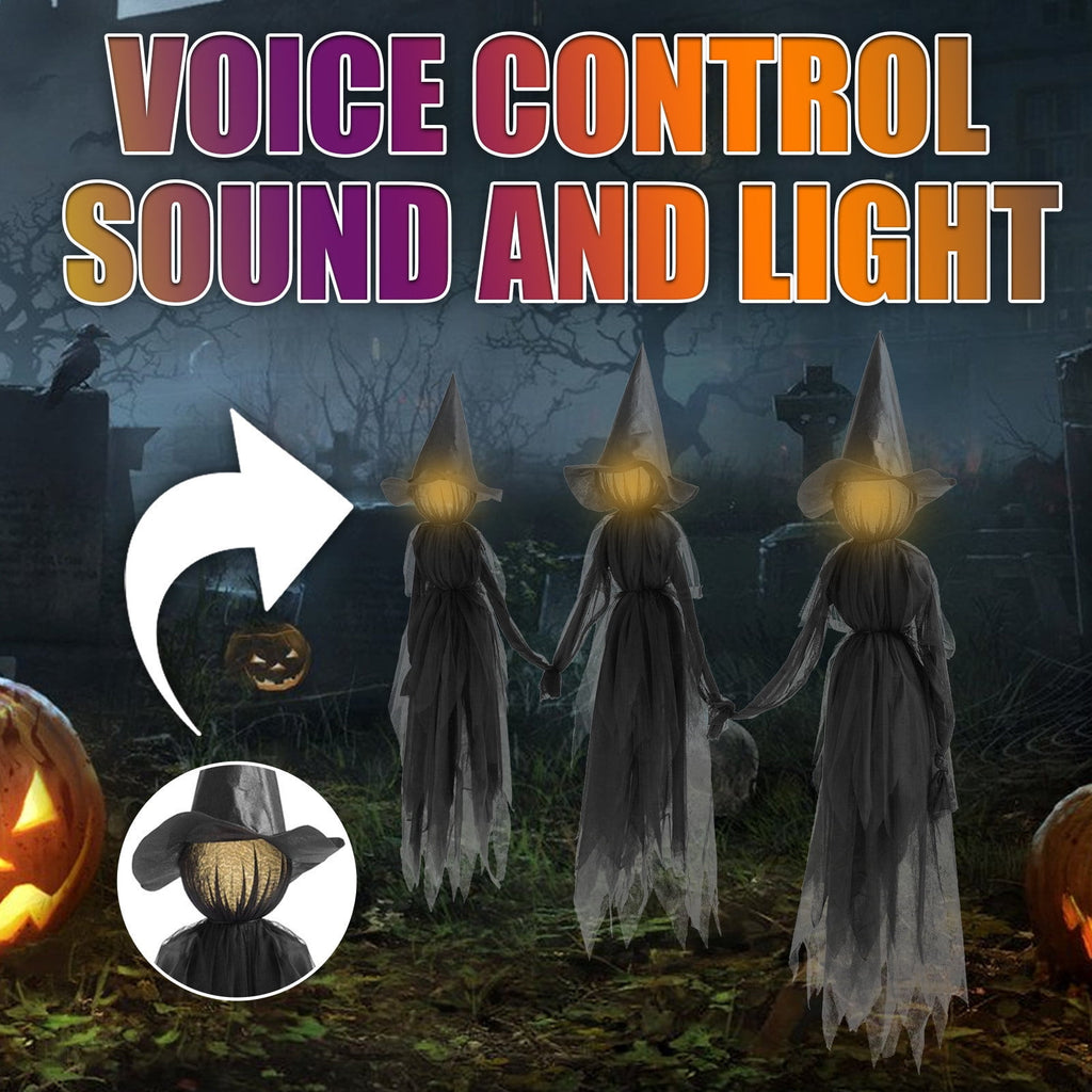 Under $5! Saving! XGFHYJEH Halloween Witch Decorations Outdoor, Light Up Holding Hands Screaming Witches Sound-Activated Sensor with Stakes, Halloween Party Props Scary Decor for Yard Garden