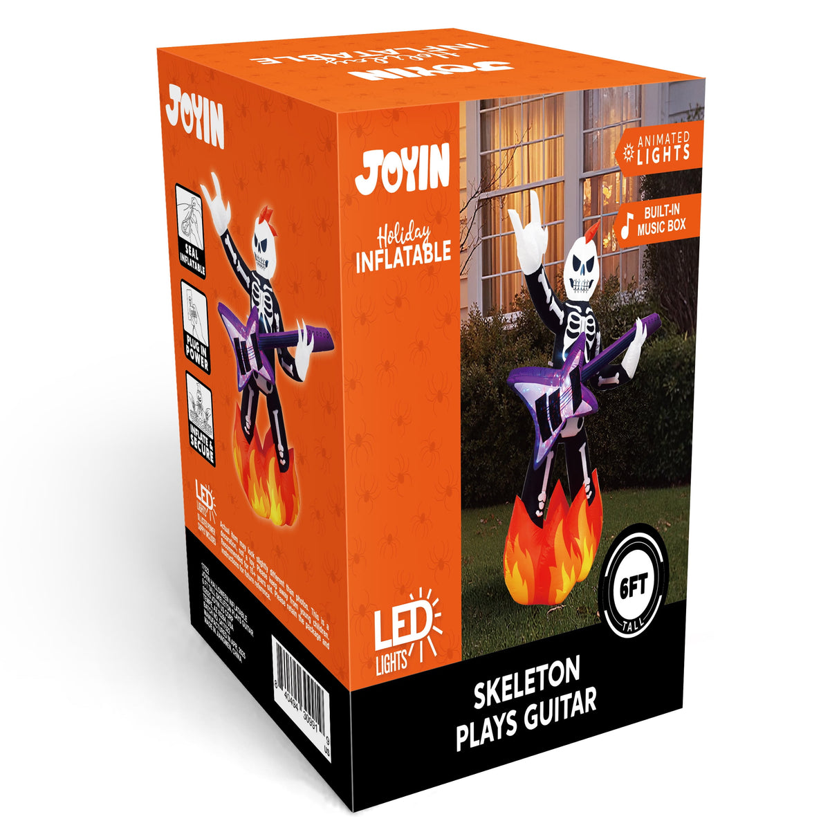Joyfy 8 FT Halloween Inflatable Skeleton Dinosaur with Build-in LEDs Pumpkin Decorations,Halloween Outdoor Decorations Blow up Yard Decorations