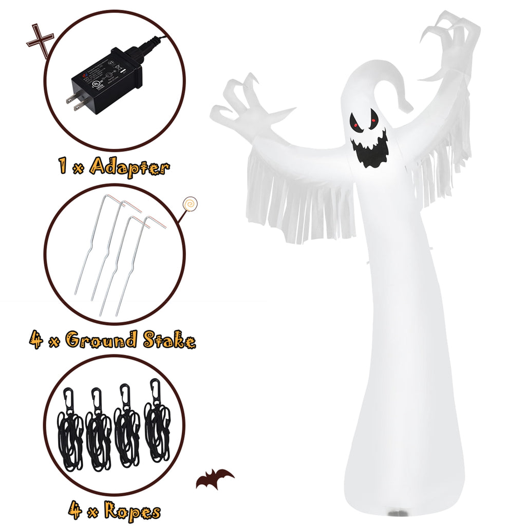 Gymax 12ft Inflatable Halloween Blow Up Ghost Decoration w/ Built-in LED Light