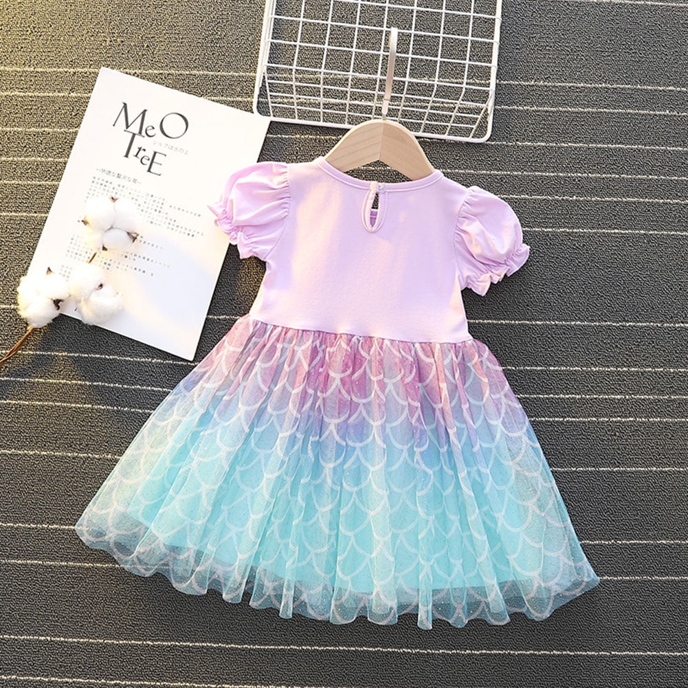 WIBACKER 1-6T Toddler Kid Baby Girls Fancy Party Puff Sleeve Princess Dress Cosplay Costume Dress Up