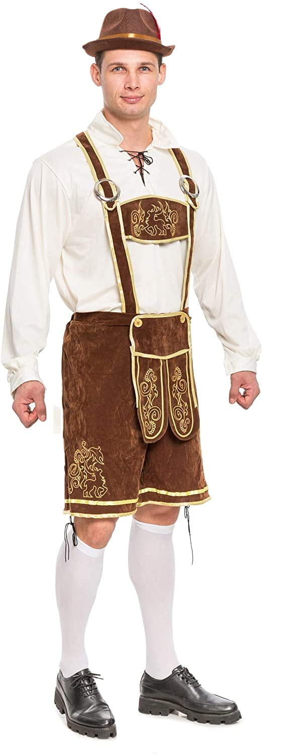Joyfy Men's German Bavarian Oktoberfest Costume Set, Beer Costume Hat for Adults Halloween Fancy Dress Costumes and Beer Festival