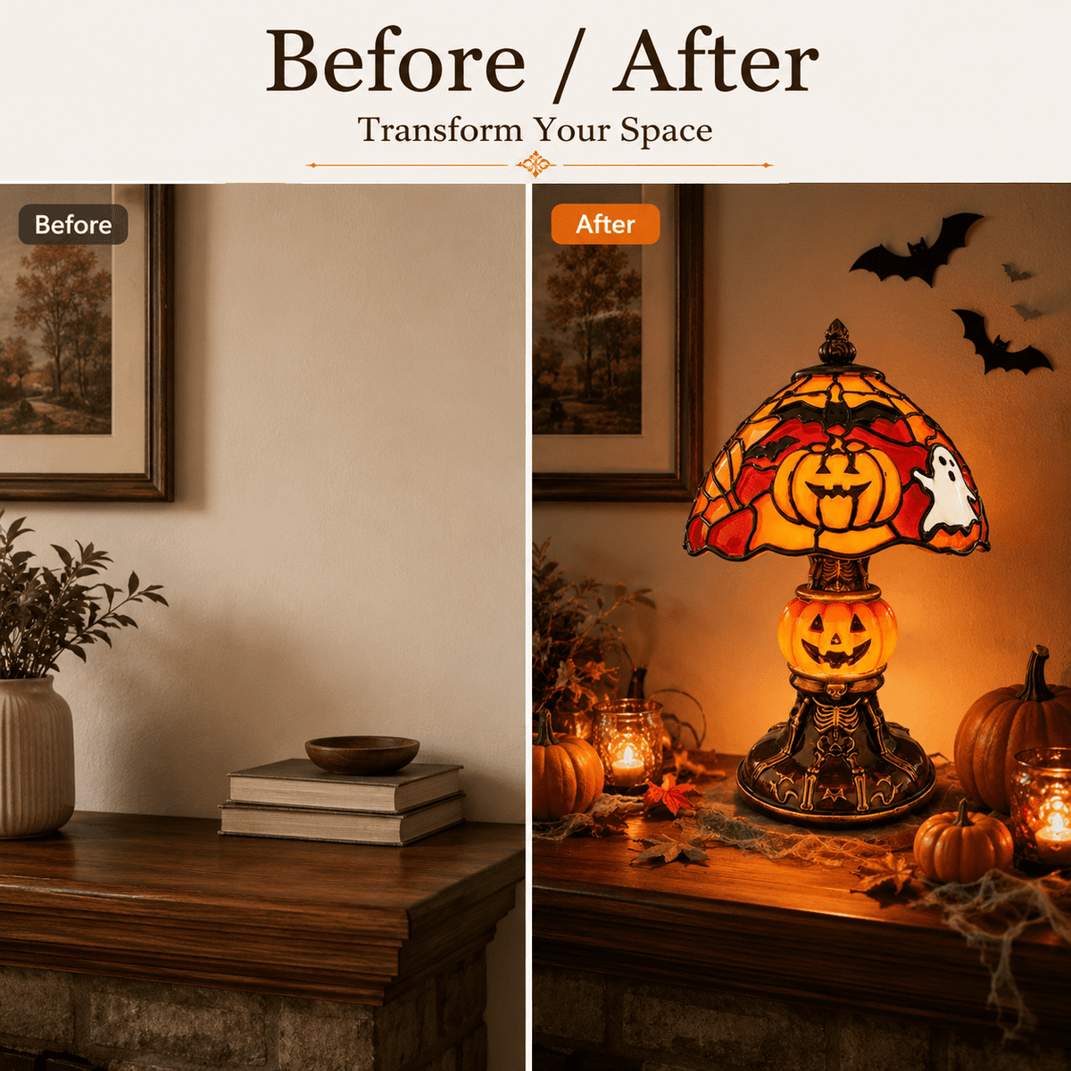 Diceymbol Halloween Decorations and Fall Decor, Halloween Venue Decoration Ghost Props LED Illuminated Ghost Decorations for Tabletop, Mantel, Shelf Indoor Outdoor 9.05 inch