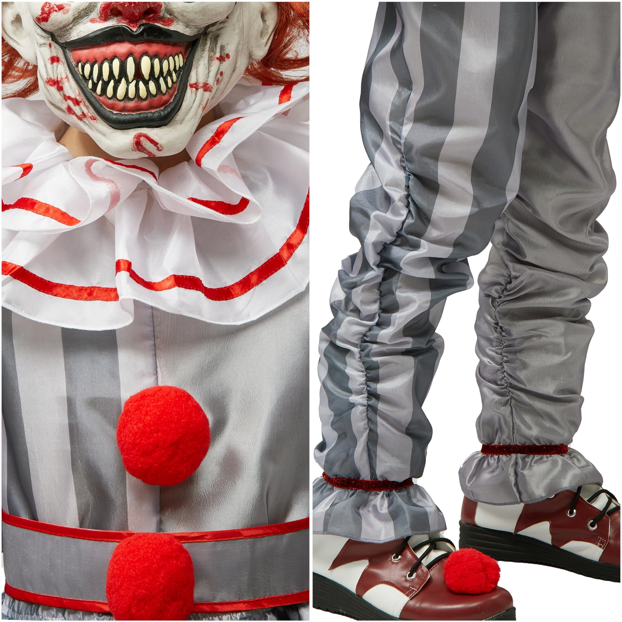 Joyfy Girls Clown Costume, Evil Clown Dress, Halloween Scary Jester Costume for Girls Halloween Dress Up, Fancy Dress Cosplay Party