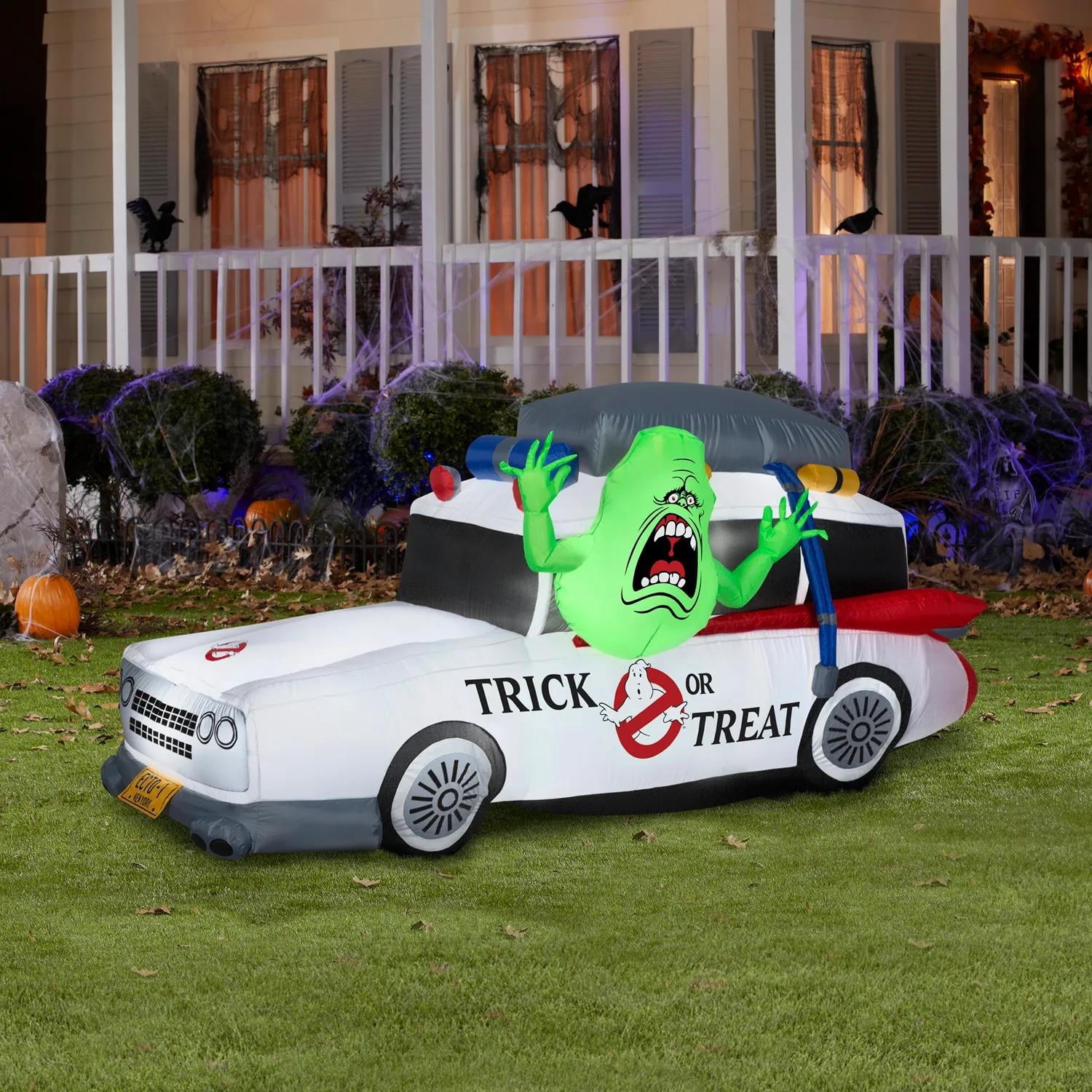 44 Airblown Blowup Inflatable Ghostbusters Ecto-1 with Slimer Halloween Outdoor Yard Decoration