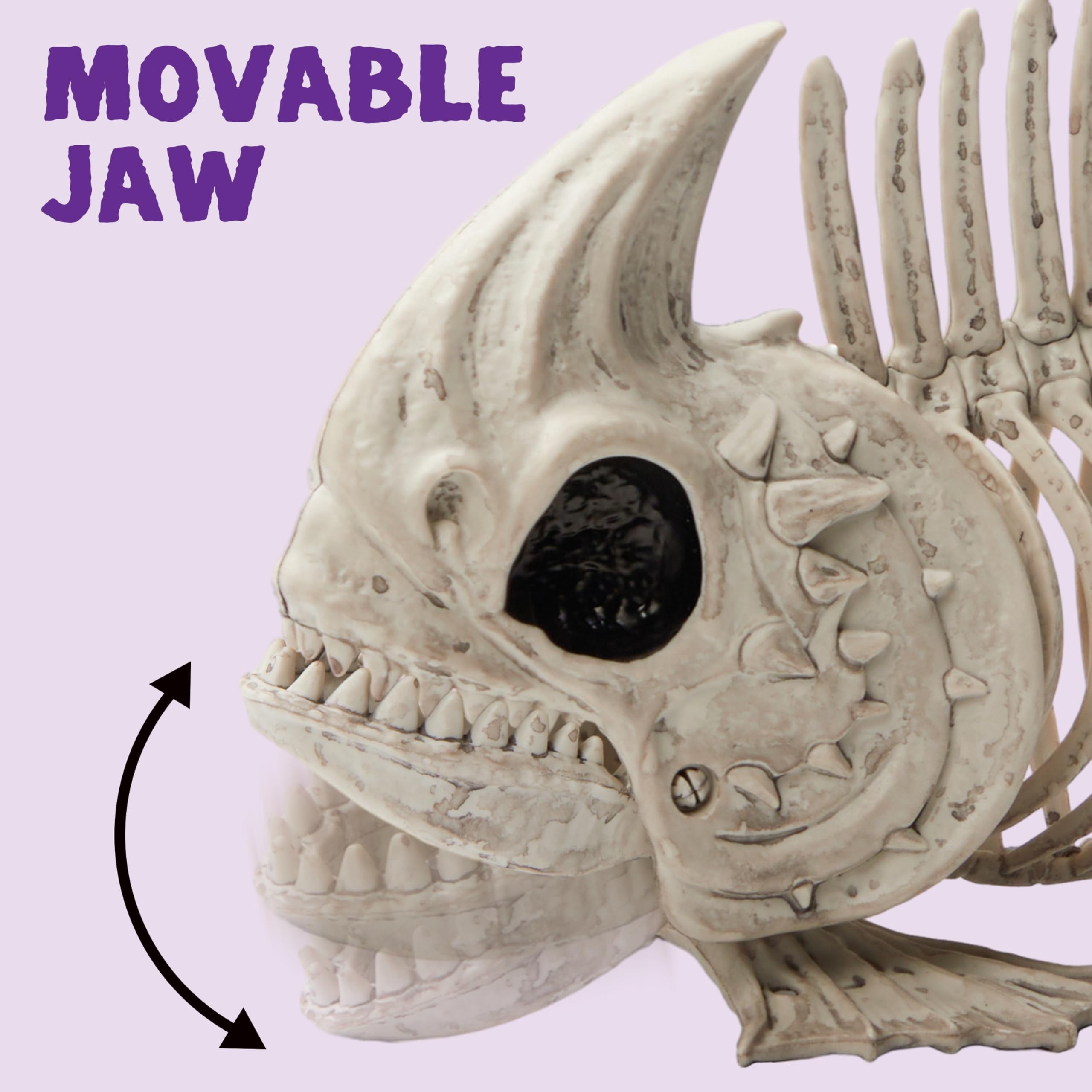 Joyfy Halloween Skeleton Fish Skeleton Halloween Decor,Plastic Skeleton with LED Eye for Halloween Decoration Outdoor Haunted House Party
