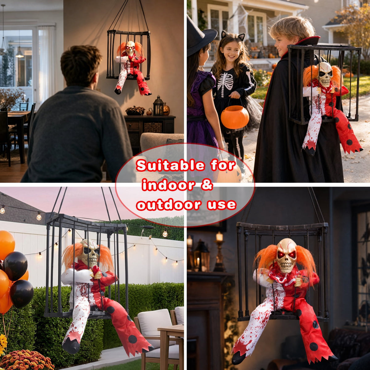 Magotan Screaming Animated Halloween Decorations, Outdoor Indoor Hanging Spooky Halloween Decoration, Scary Ghost Cage with Motion Sensor