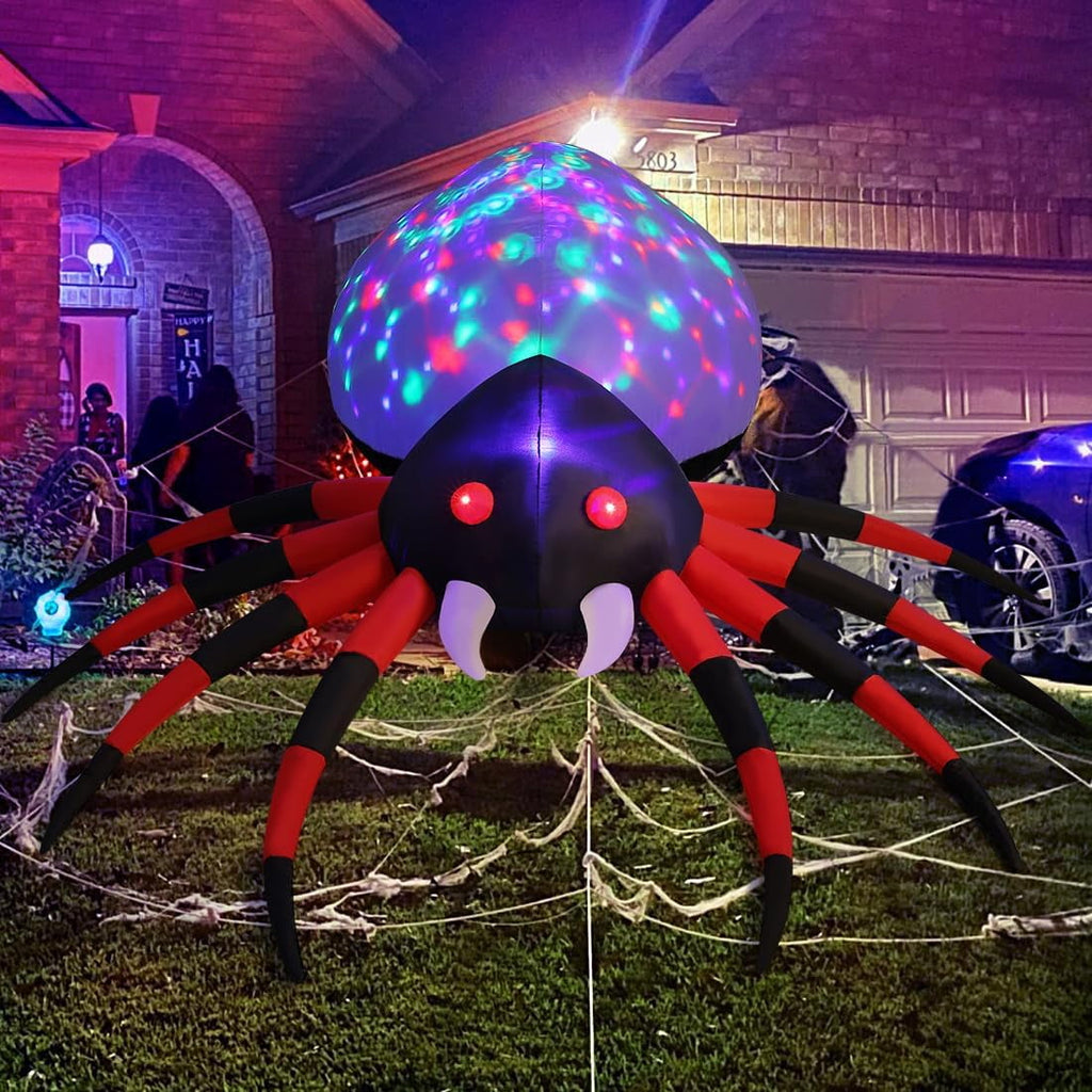 GOOSH Halloween Inflatable 8.5 FT Halloween Spider Inflatable, Giant Blow Up Spider with Built-in Lights, Outdoor Inflatable Halloween Decorations Halloween Blowup for Holiday/Party/Yard