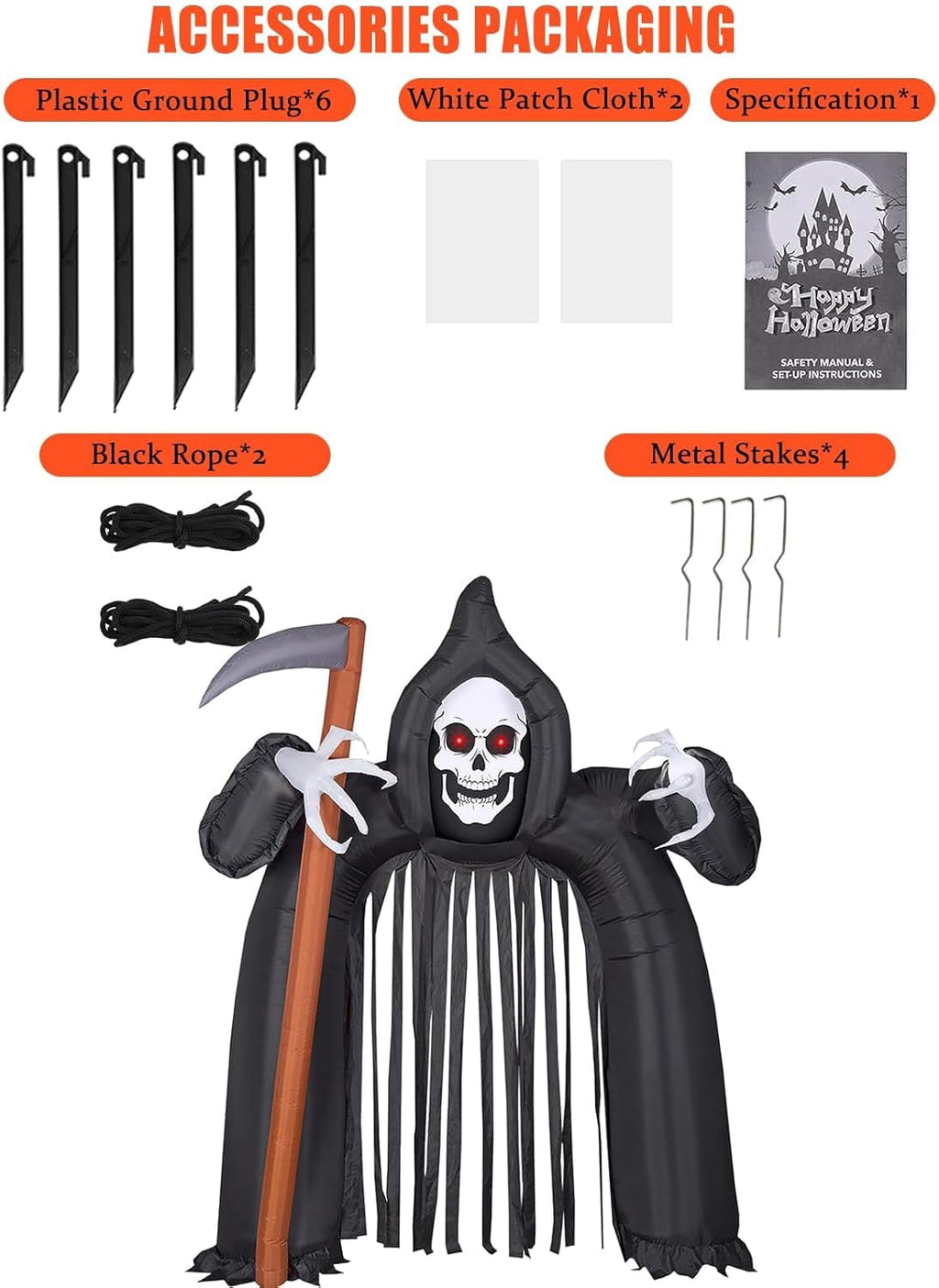 Kalolary 10FT Halloween Inflatable Ghost Archway, Haunted Blow-Up Arch with Built-in LEDs for Outdoor Garden, Lawn, and Yard Party Decorations