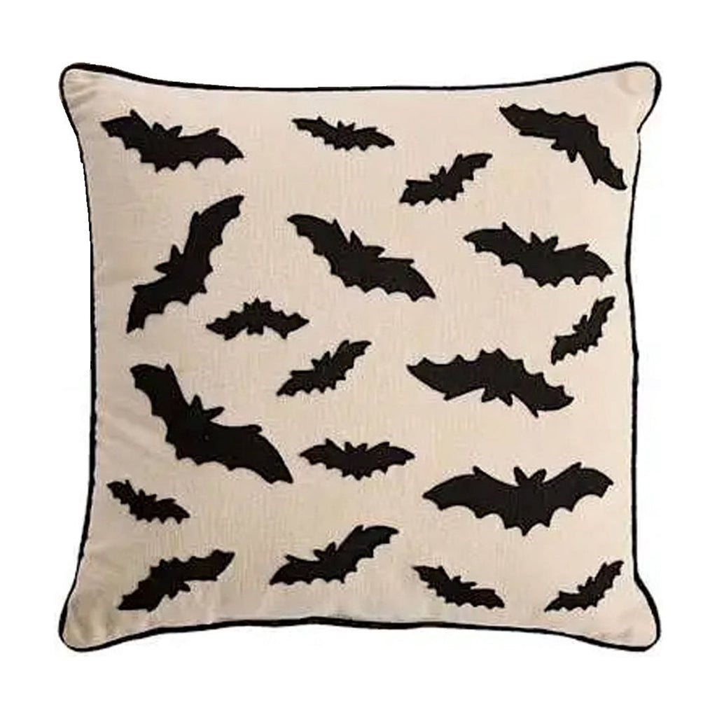Yeciiwht Halloween Throw Pillow Cover – 18*18inch Embroidered Linen Cushion Case with Ghost, Mummy & Bat Designs, Invisible Zipper, Machine Washable