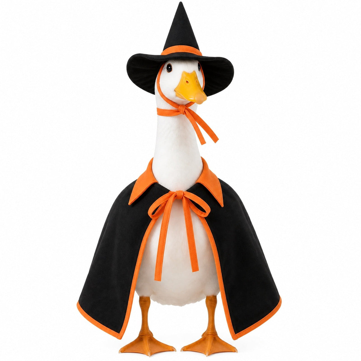 Thanksgiving Harvest Outfit for 23" Porch Goose, Goose Fall Theme Dress in White&Orange with Headwear Fall Harvest Decor for 23" Goose Outdoor Patio Yard Lawn Decoration