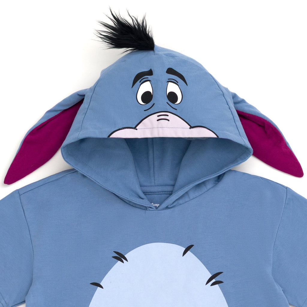 Disney Winnie the Pooh Little Boys' Cosplay Short Sleeve Hooded T-Shirt Eeyore Blue Grey