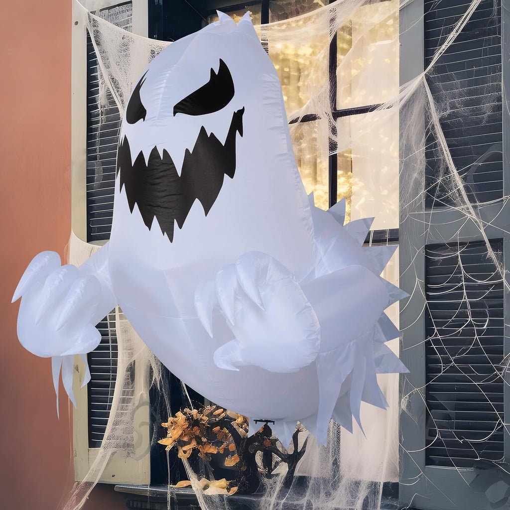 Joyfy 4.5 FT Halloween Inflatable Decorations Outdoor Scary Flying Ghost Broke Out from Window with Built-in LED Blow Up Inflatable for Window Decoration Yard Garden Lawn Decor