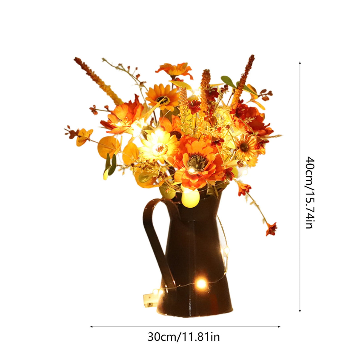 Light Up Sunflower Bouquet Decor - Battery Operated Floral Arrangement Halloween Thanksgiving Table Centerpiece Iron Vase Seasonal Home Gift(B-Witch Lamp)