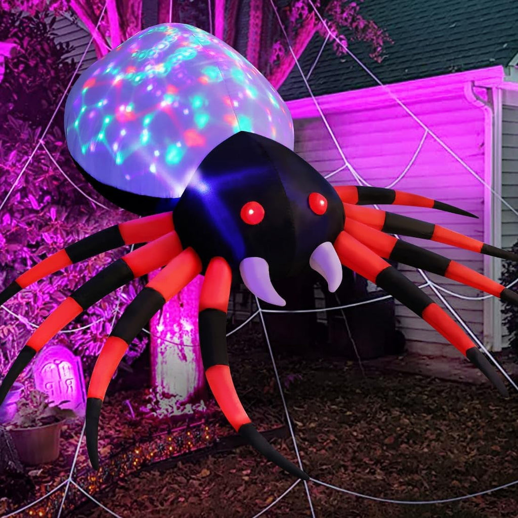 GOOSH Halloween Inflatable 5 FT Halloween Spider Inflatable, Halloween Blow Up Spider Halloween Spider Decoration with LED Lights Built-in, Outdoor Halloween Decorations Clearance for Halloween