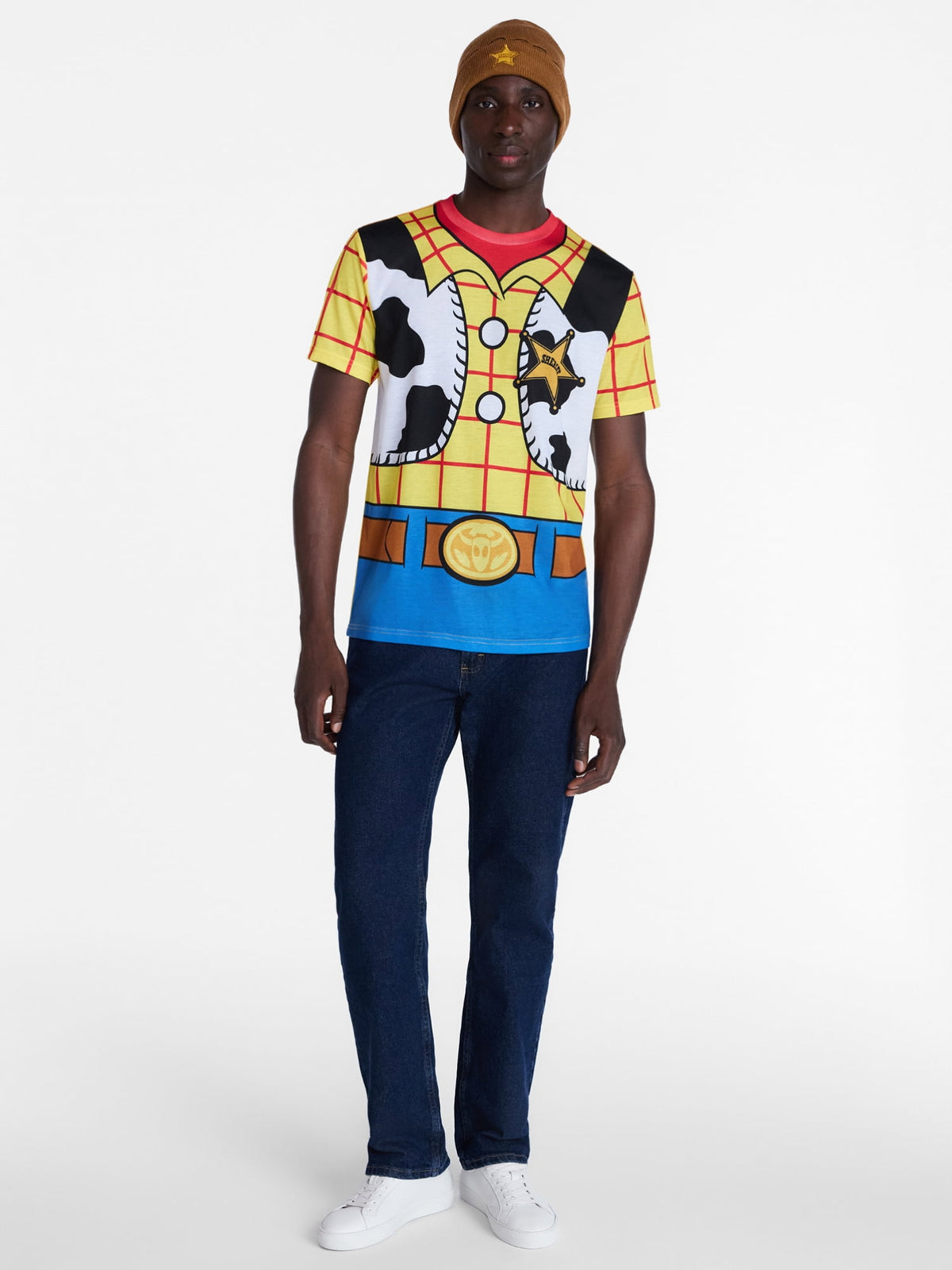 Toy Story Men’s Woody Cosplay Graphic Tee and Beanie Set, 2 Piece, Sizes XS-3XL