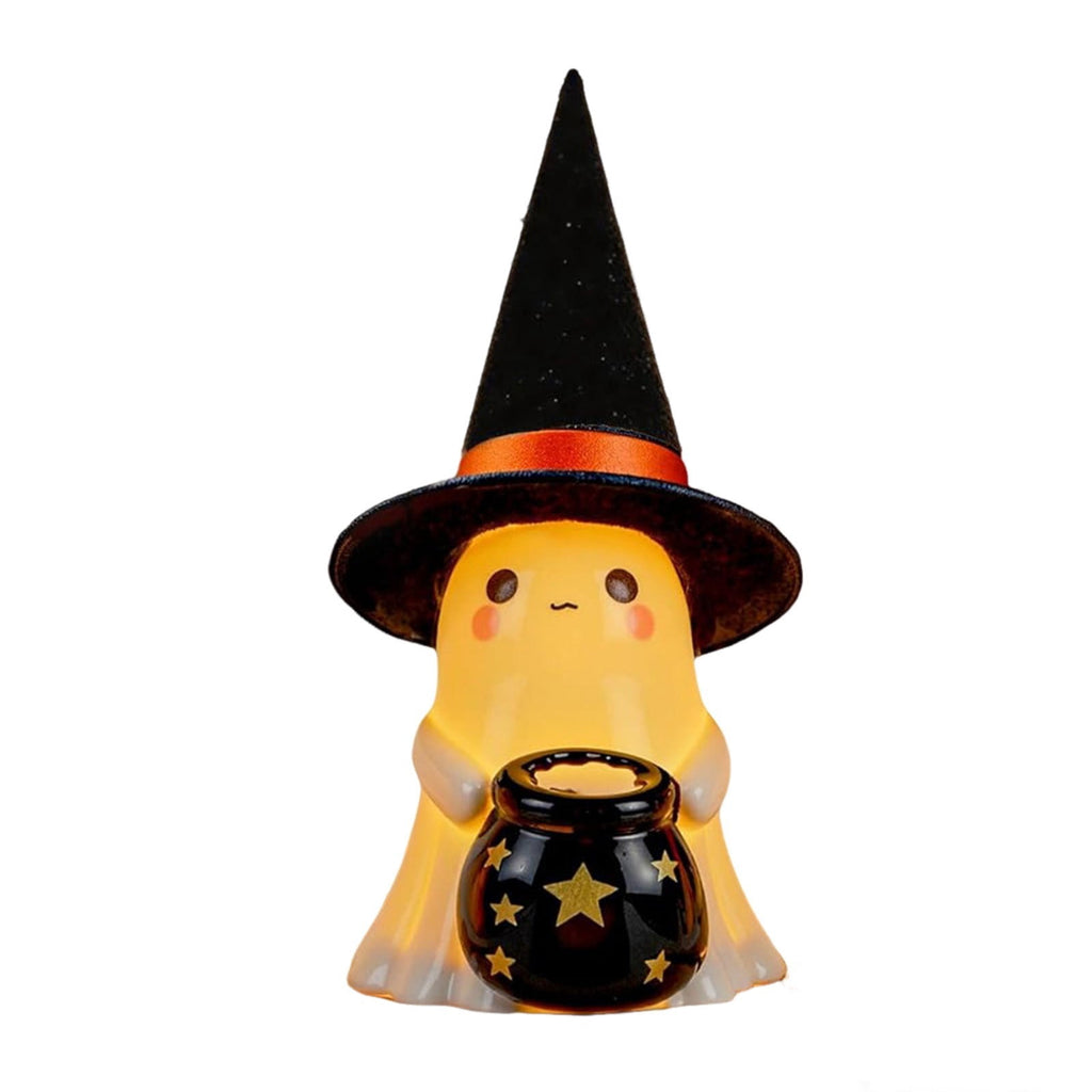 Fwttom Ghost Night Light, Halloween Lights Cute Ghost Reading Book Lamp, Halloween Decorations Indoor Light Up Ghost Statue Ghost Light for House Mantel Bedside