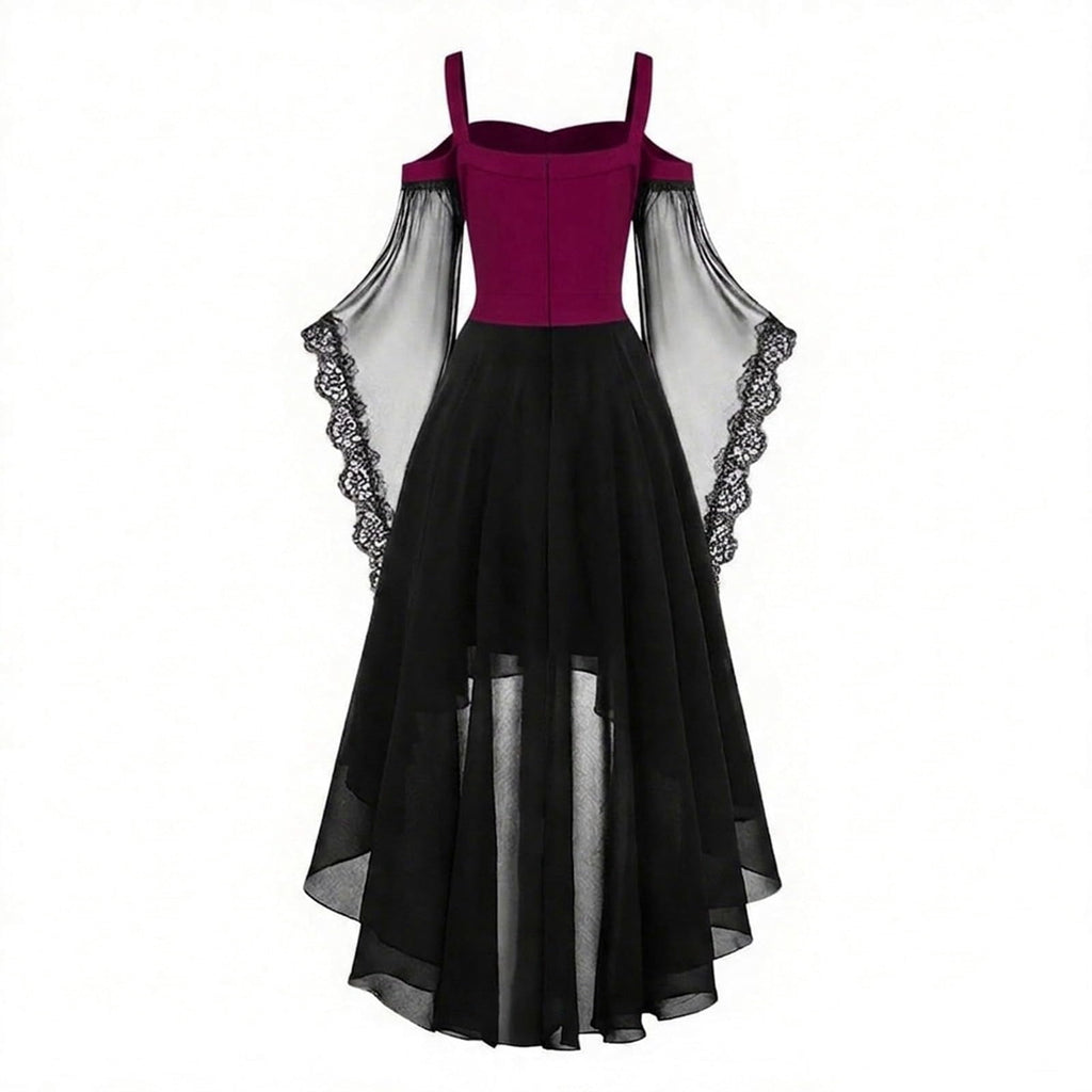 Witch Dress Women 2026 Halloween Costumes Woman Adults Medieval Vampire Butterfly Sleeve Mesh Gothic Outfits Red S