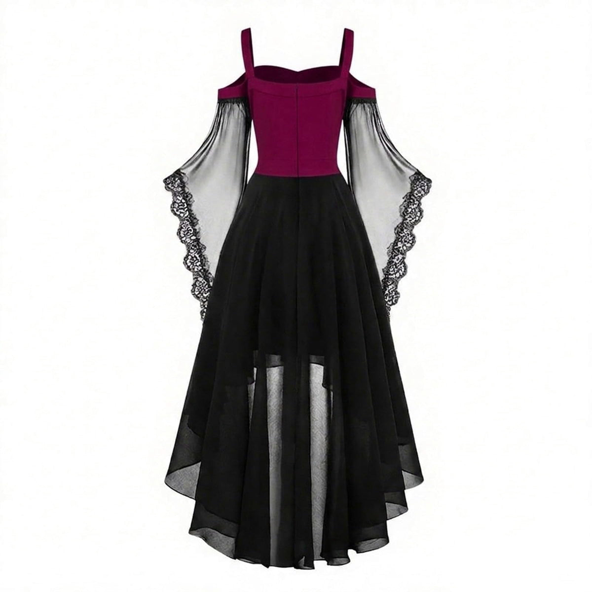 Witch Dress Women 2026 Halloween Costumes Woman Adults Medieval Vampire Butterfly Sleeve Mesh Gothic Outfits Red S