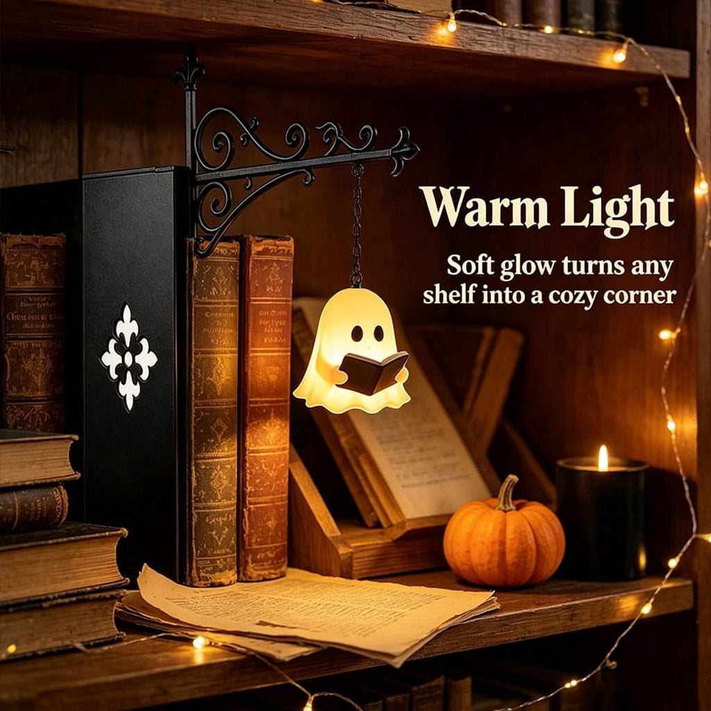 Halloween Ghost Library Lantern Decorative Bookshelf Lighting, Reading Book Shelf Lights for Study Reading Corner Home Library Gift for Book Lovers Bookworms