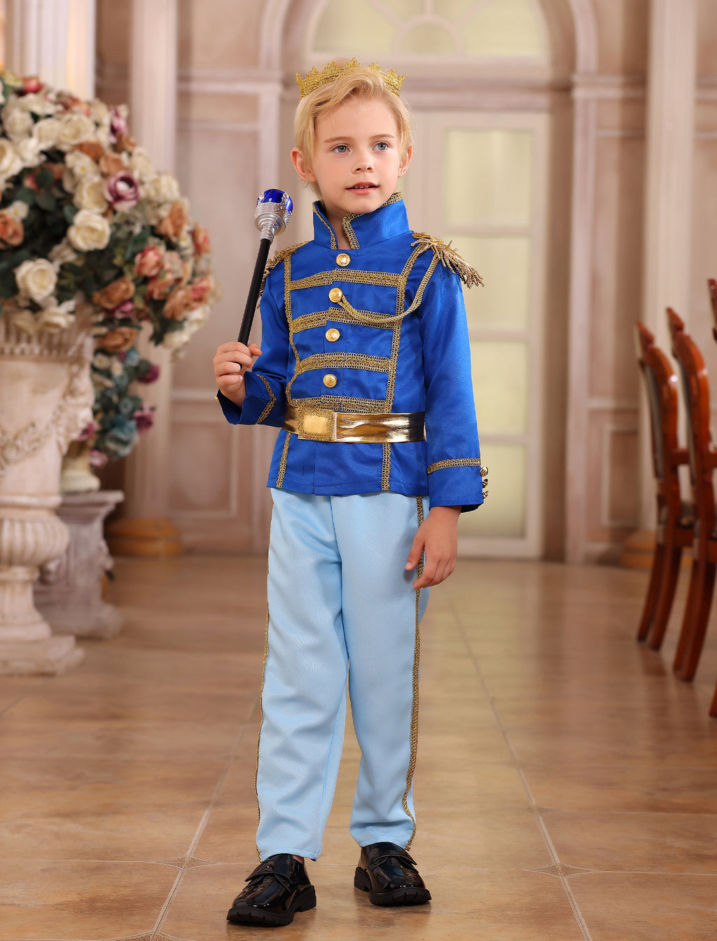 IBTOM CASTLE Boys Prince Charming Costume Halloween Cosplay Dress up Birthday Party Medieval Royal Prince Outfits for Toddler Child 3-4 Years Red 4pcs