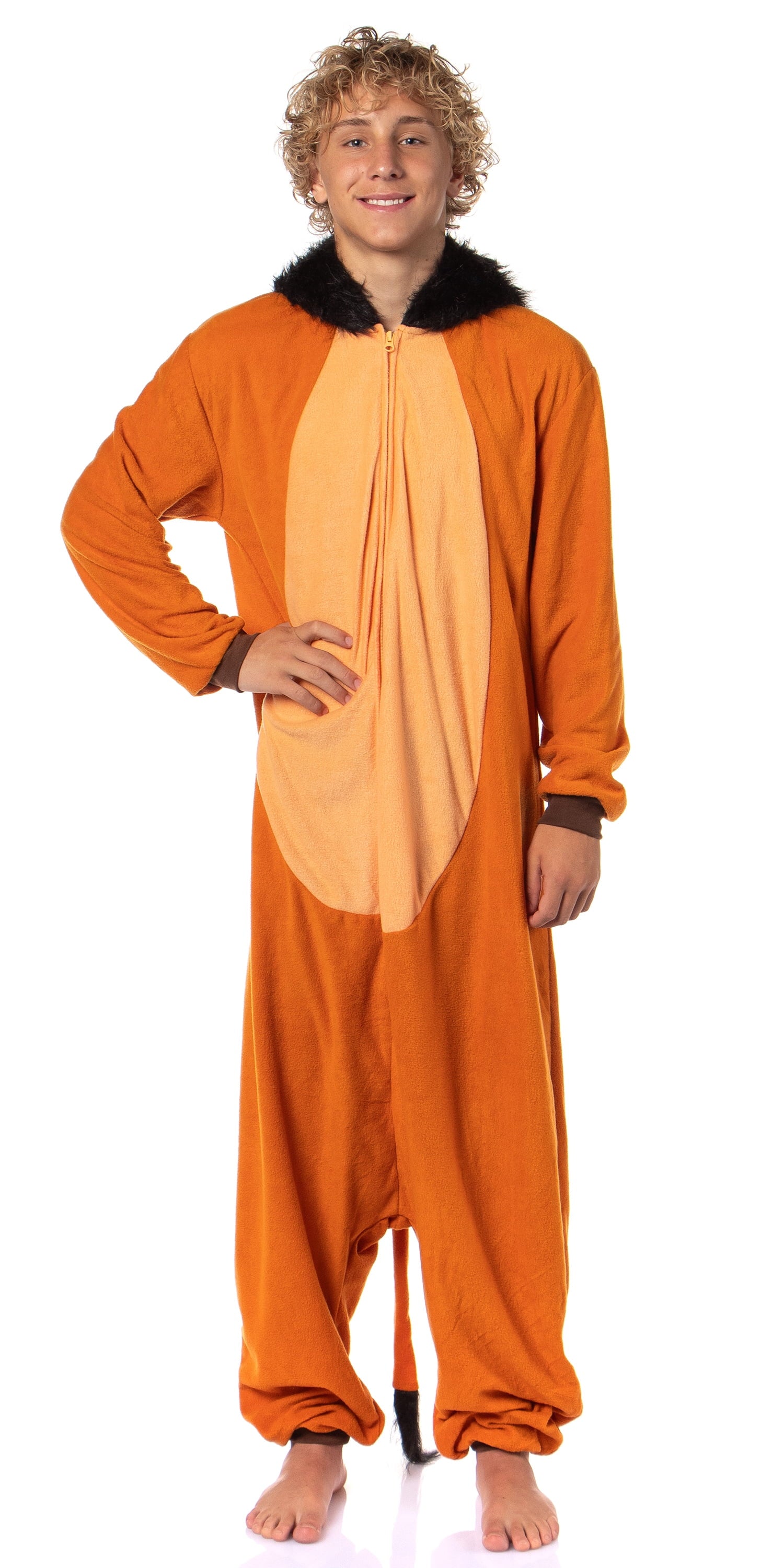 Disney The Lion King Scar Cozy Micro Fleece Villain Scar Costume Cosplay Men's One Piece Pajama Hooded Union Suit