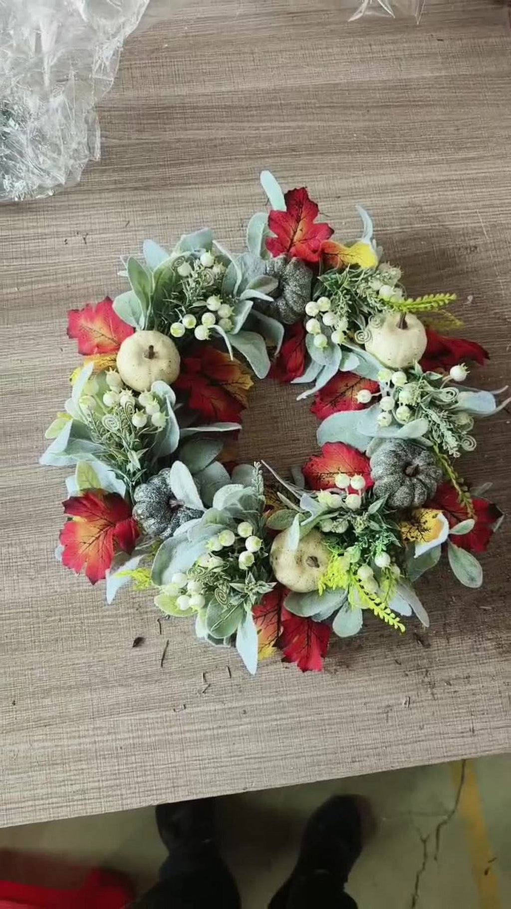 Fall Peony and Pumpkin Wreath for Front Door - Thanksgiving Wreath, Year Round Durable Farmhouse Wreath with Maple Leaves, Berries, Pinecones, and Pumpkins for Thanksgiving, Halloween, Home Decor