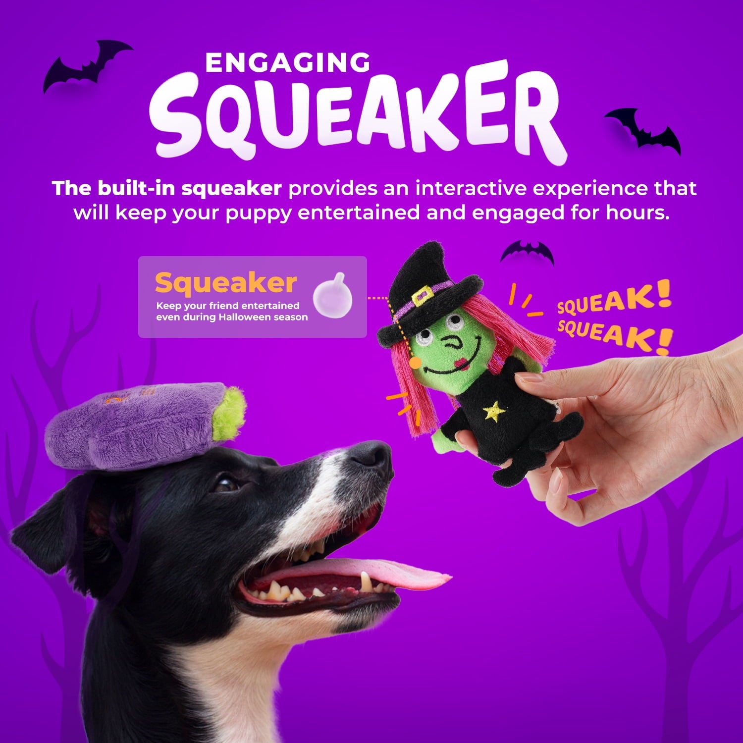All For Paws Halloween 4-Pack Dog Toy Set - Gift Box Includes Dog Lick Mat, Puppy Squeaky Firehose Toy, Latex Dog Chew Toy & Dog Treat Dispenser