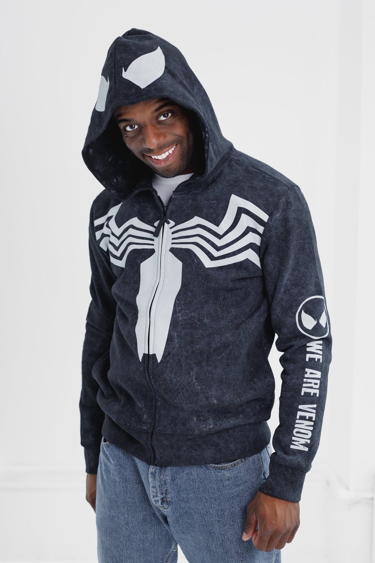 Marvel Spider-Man Little Boys' Cosplay Fleece Zip-Up Hoodie Miles Morales Black