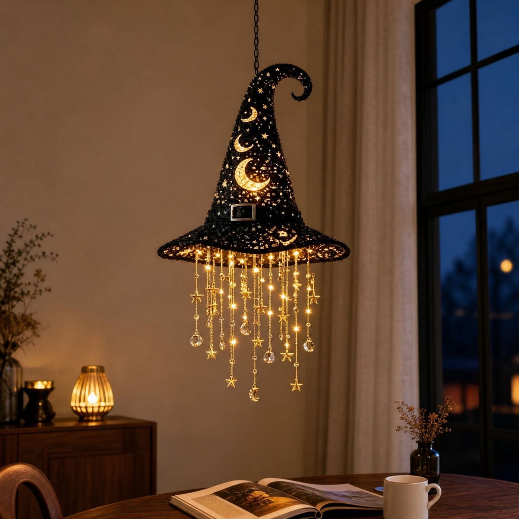 Stijggn Halloween Witch Hat, Black Hanging Witch Hats with Rope, Witch Costume Accessories Floating, Witches Hat with Hanging Rope for Porch Yard Indoor Outdoor Halloween Party Decor