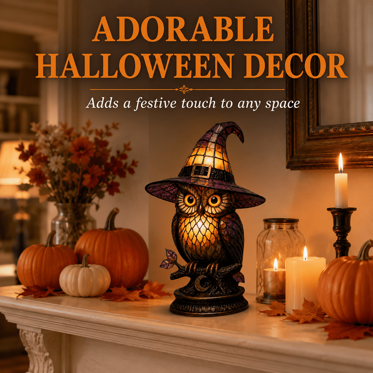 Diceymbol Halloween Decorations and Fall Decor, Halloween Venue Decoration Ghost Props LED Illuminated Ghost Decorations for Tabletop, Mantel, Shelf Indoor Outdoor 9.05 inch