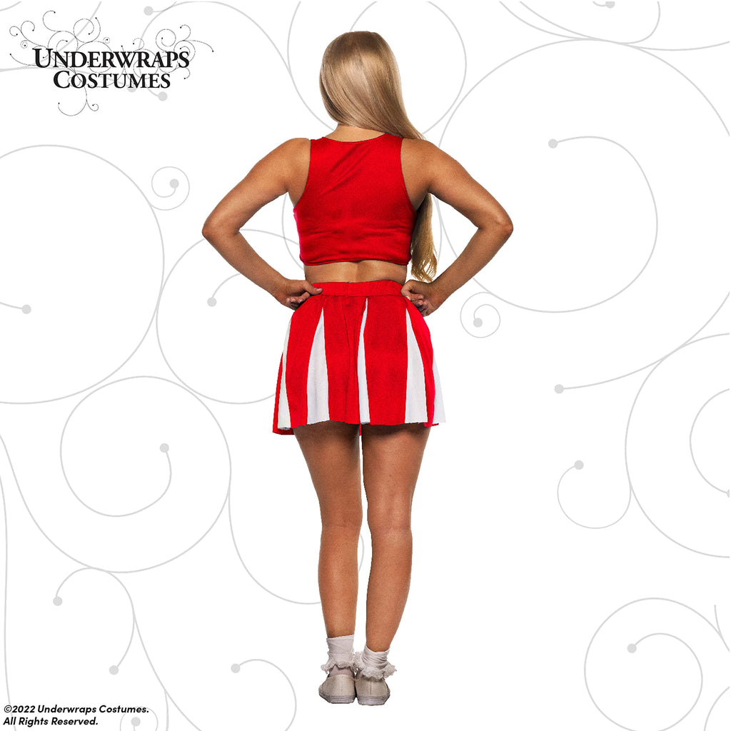 UNDERWRAPS Cheer Leader Two-Piece Costume - Cute Halloween Costume for Women, Sexy Red Cheer Cosplay Outfit, Cheer Captain Costume for Women, X-Large(14-16)