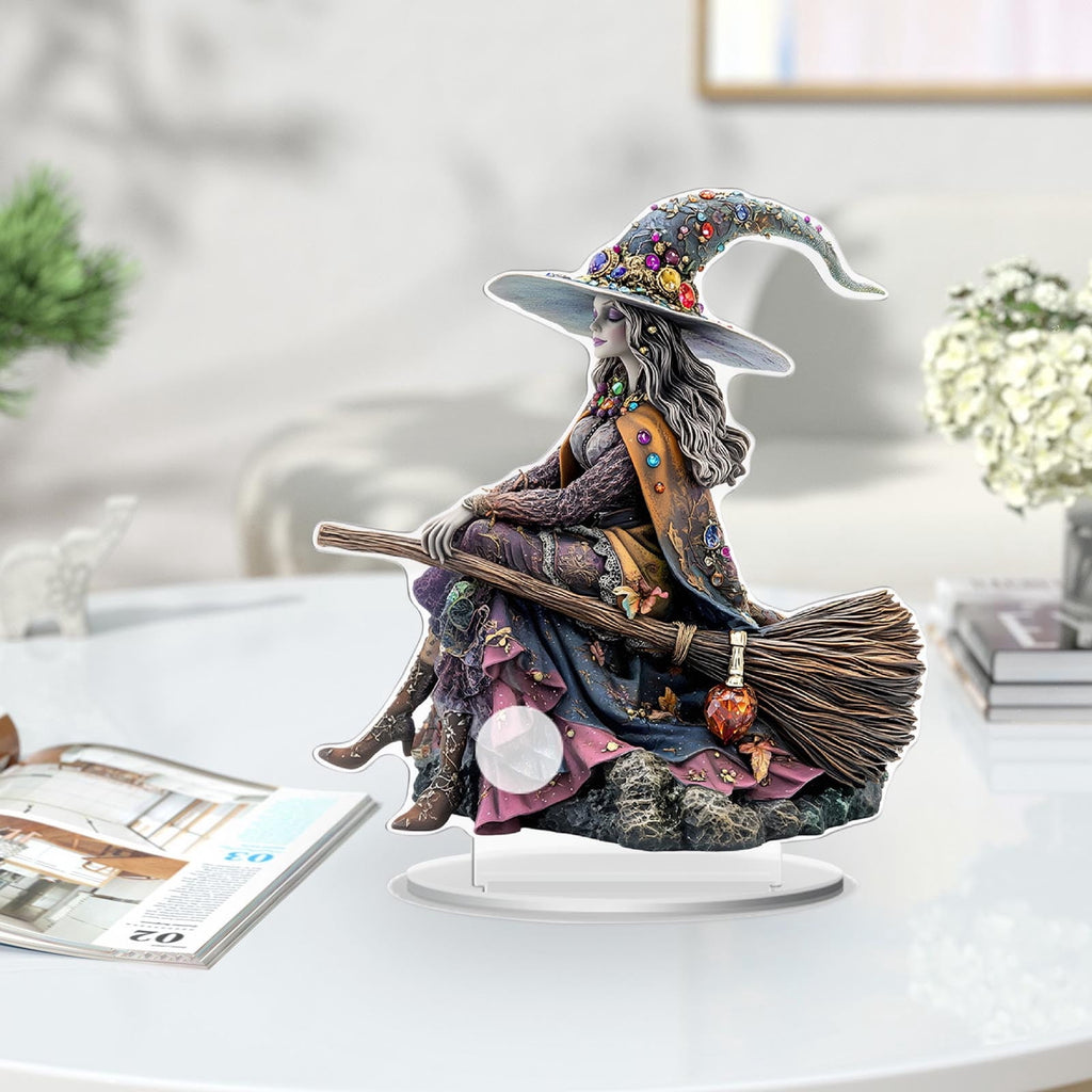 Elainilye Witch Acrylic Decor - Halloween Tabletop Figurine Home Decoration for Window Shelf Party Ornament