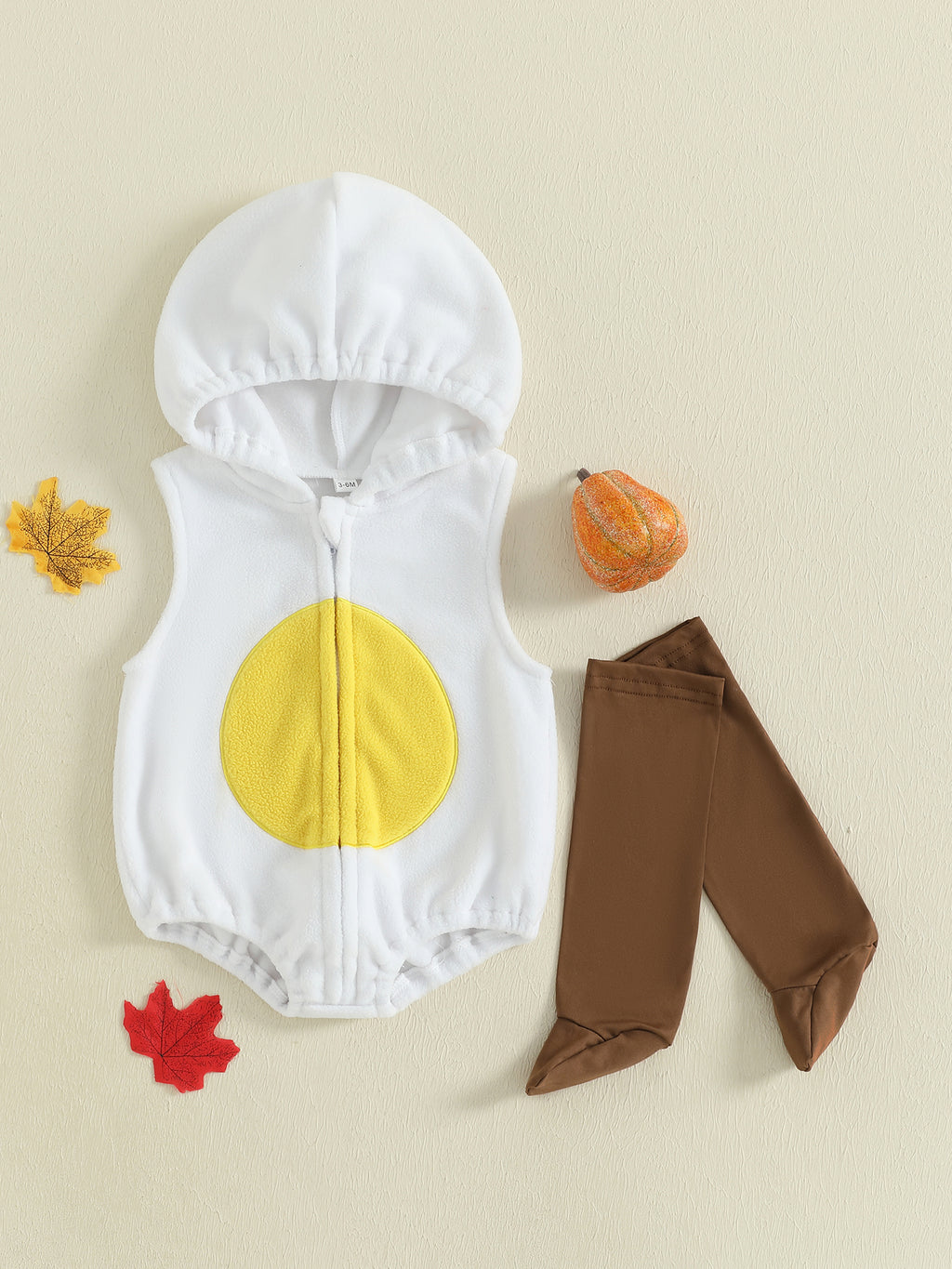 Cjfdfy Newborn Baby Boy Girl Halloween Animal Costume Infant Baby Fox Puppy Dog Frog Poached Egg Costume Fall Winter Sleeveless Hooded Zipper Romper Leg Warmers Set Toddler Halloween Cosplay Outfits