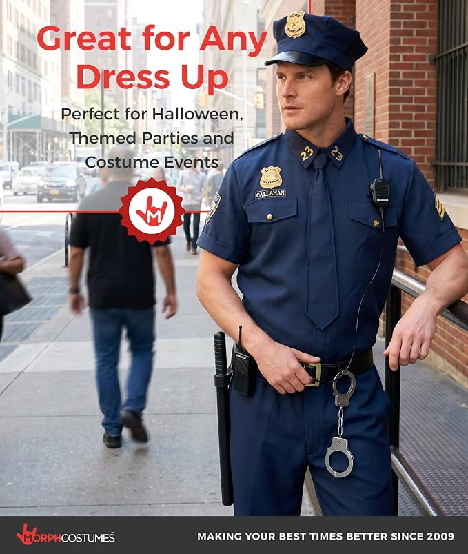 Morph Police Officer Mens Halloween Costume For Mens Blue Medium