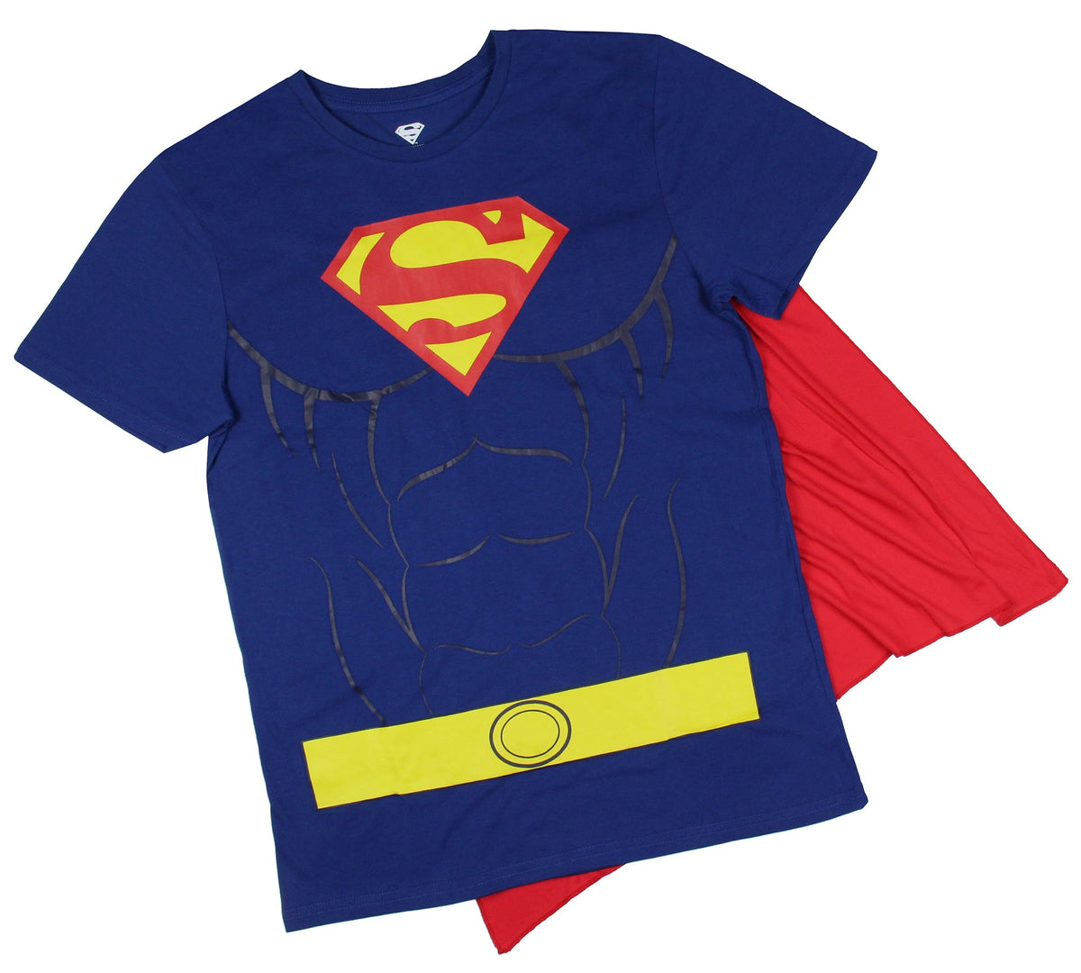 DC Comics Men's Superman Costume S Logo Superman Shirt With Detachable Cape Cosplay Tee