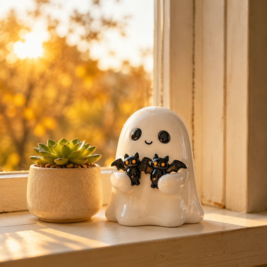 Halloween Decorations, Ghost Resin Crafts Ornaments, Alloween Decoration for Porch Yard Patio Indoor Decor Fall Autumn Home Shelf Mantel Ornament