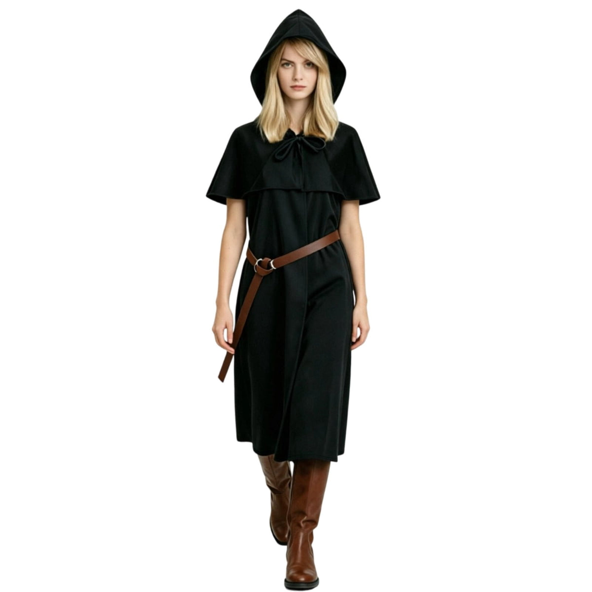 QATAINLAV Womens Gothic Hoodies Dress Fall Winter Long Sleeve Velvet Sweatshirts Cute Cat Ear Hooded Zip up Dresses with Pockets, Wine, M
