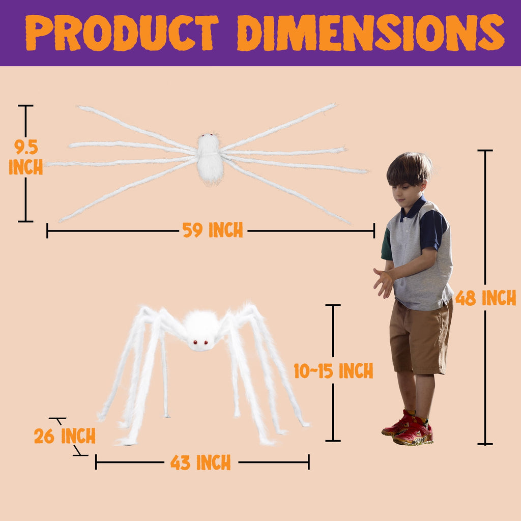 Joyfy 5 ft Scary Giant Spider Halloween Decorations Outdoor,Poseable Spider Lifelike Hairy Prop for Yard,Haunted House,Tree or Porch Party Decorations,Black