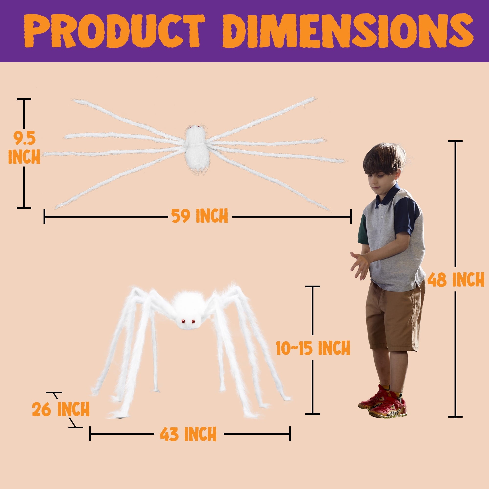 Joyfy 5 ft Scary Giant Spider Halloween Decorations Outdoor,Poseable Spider Lifelike Hairy Prop for Yard,Haunted House,Tree or Porch Party Decorations,Black