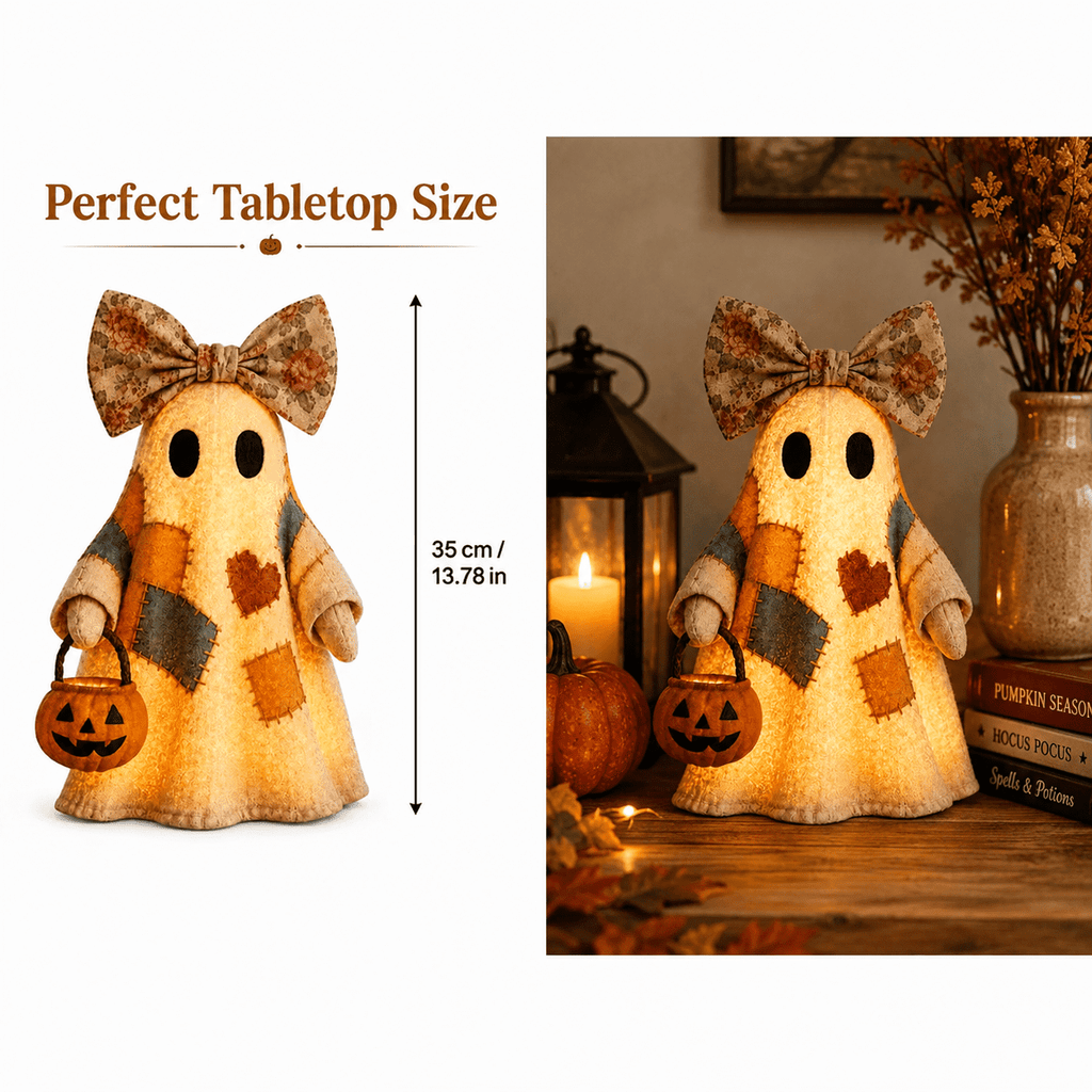 Diceymbol Halloween Decorations and Fall Decor, Halloween Venue Decoration Ghost Props LED Illuminated Ghost Decorations for Tabletop, Mantel, Shelf Indoor Outdoor 9.05 inch