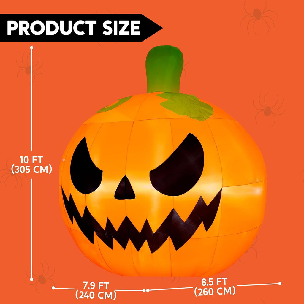 Joyfy 7 ft Halloween Inflatable Long Pumpkin with Witch's Cat Decorations Inflatables with Build-in LEDs,Halloween Decor Outdoor Blow Up Yard Decorations