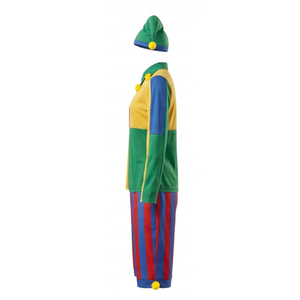 Clown Costume Set for Halloween Cosplay, Multicolor Circus Show Clown One-Piece Outfit Jumpsuit for Halloween Carnival Party Suit, Halloween Costume for Women, M