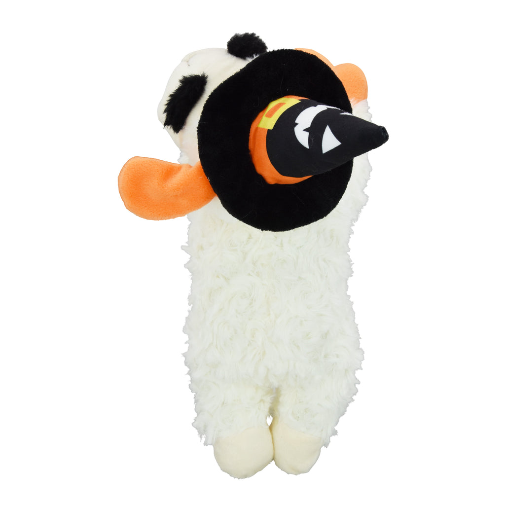 Multipet Halloween Lamb Chop Plush Dog Toy with Witch Hat, Squeaky Holiday Pet Toy