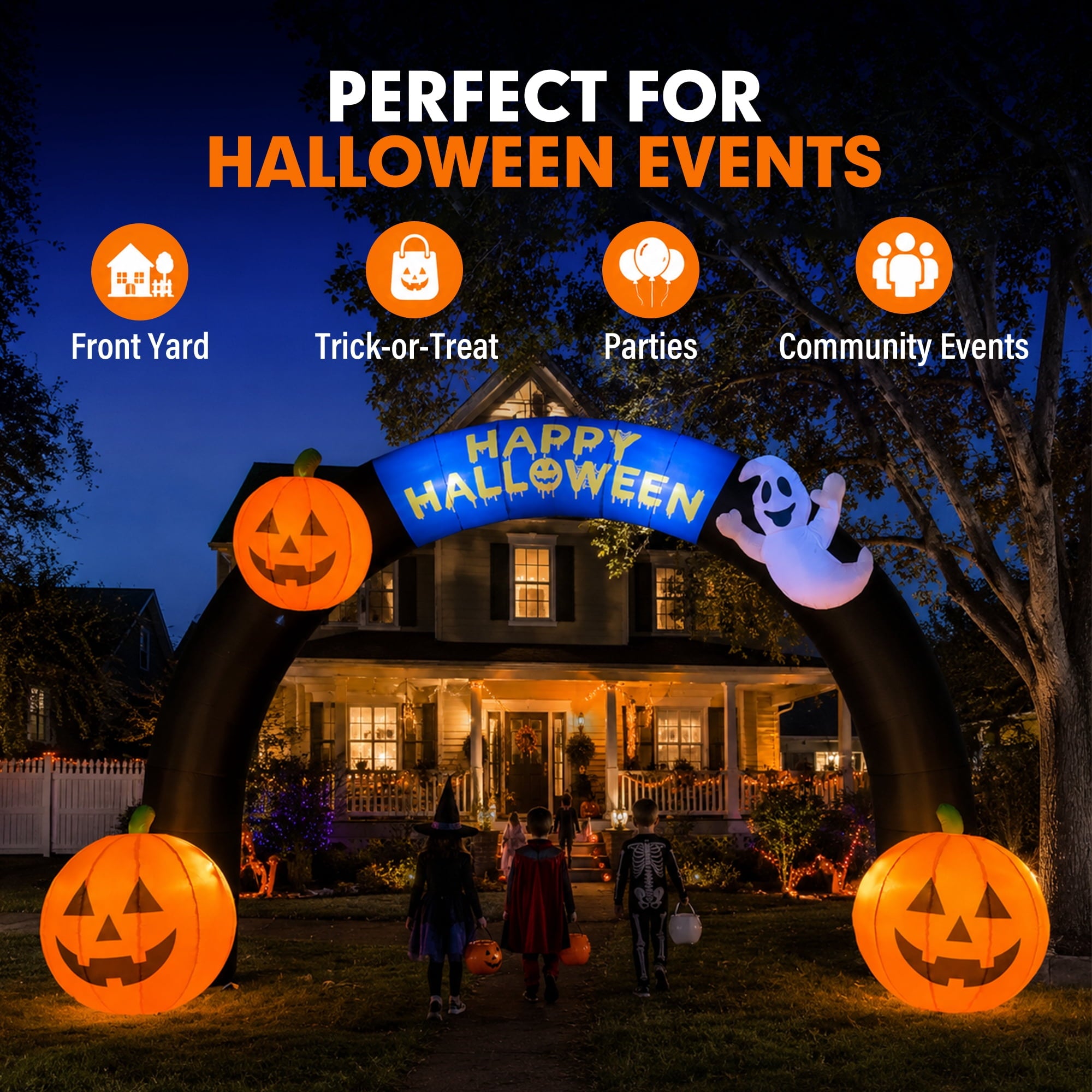 Wellcomer 20FT Inflatable Halloween Arch with LED Lights for Outdoor Decoration