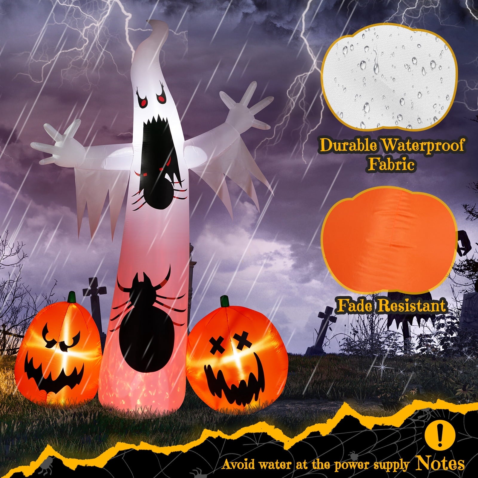 Zimtown 12 FT Halloween Inflatables Ghost Pumpkin Outdoor Halloween Decoration
