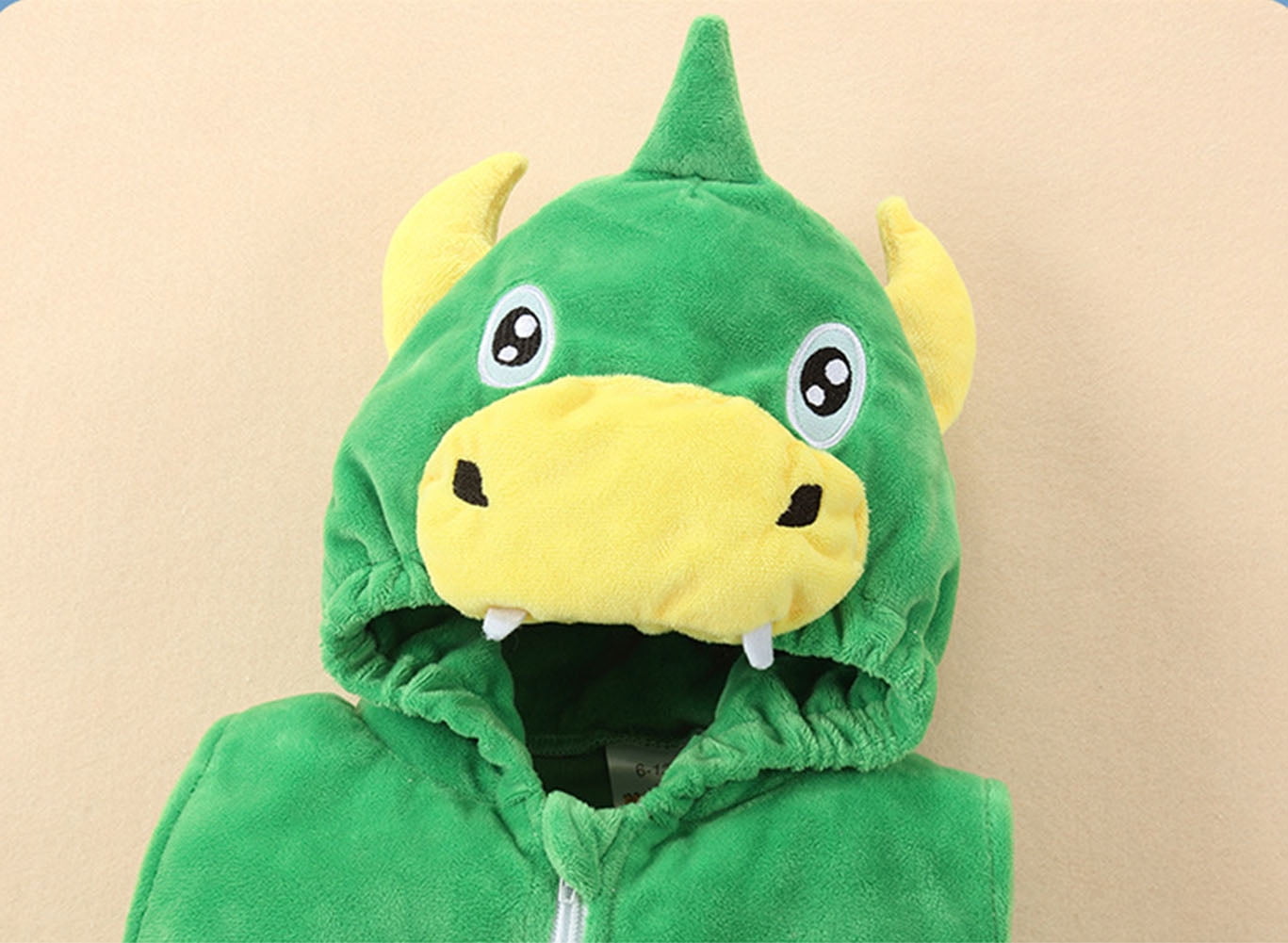 WIBACKER 0-24M Baby Boy Dinosaur Costume for Themed Parties and Halloween, Flannel Hooded Outfit Suit