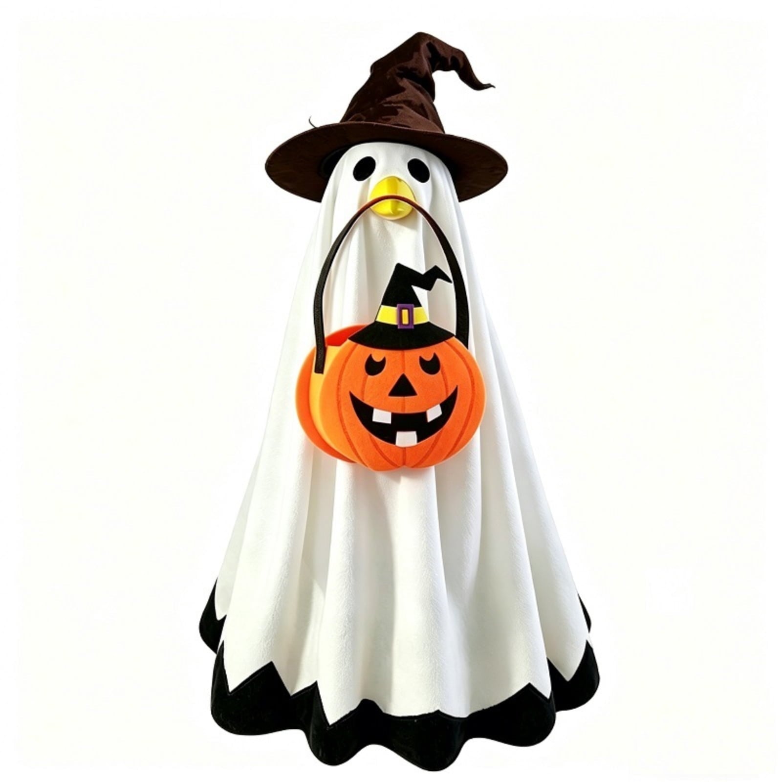 Outdoor Holiday Yard Decor, 23 Inch Porch Goose Outfits, Halloween Pumpkin Themed Porch Goose Clothes, Porch Goose Set with Hat and Treat Bag, Fits Standard 23 Inch Large Porch